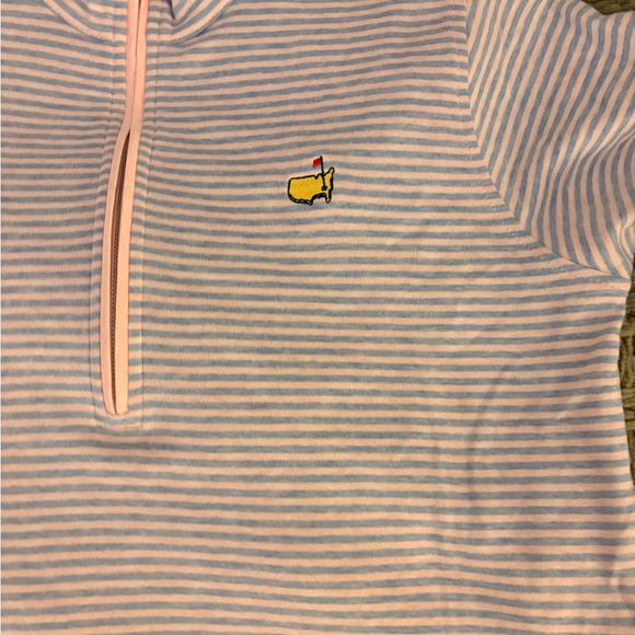 Masters Magnolia Pink & White Striped Half-Zip Pullover with Yellow Whale Emblem - Picture 3 of 5